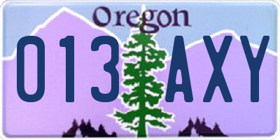 OR license plate 013AXY