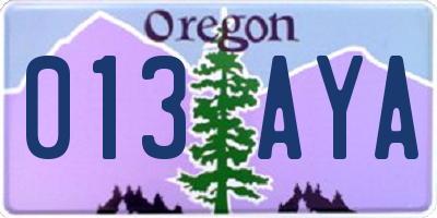 OR license plate 013AYA
