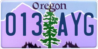 OR license plate 013AYG