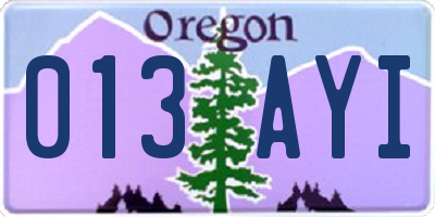 OR license plate 013AYI