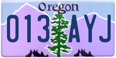 OR license plate 013AYJ