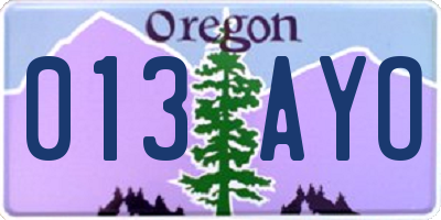 OR license plate 013AYO