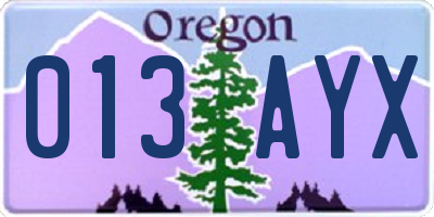 OR license plate 013AYX