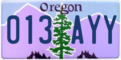 OR license plate 013AYY