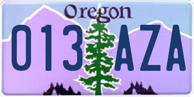 OR license plate 013AZA