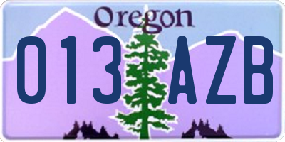 OR license plate 013AZB