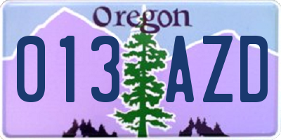 OR license plate 013AZD