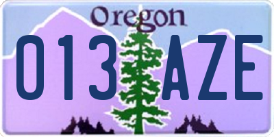 OR license plate 013AZE