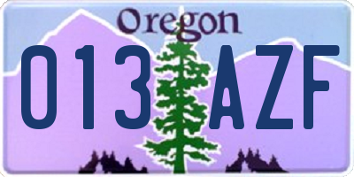 OR license plate 013AZF
