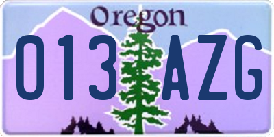 OR license plate 013AZG