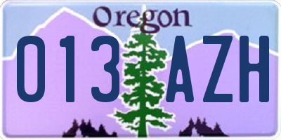 OR license plate 013AZH