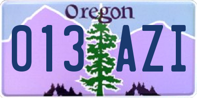 OR license plate 013AZI