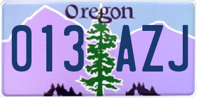 OR license plate 013AZJ