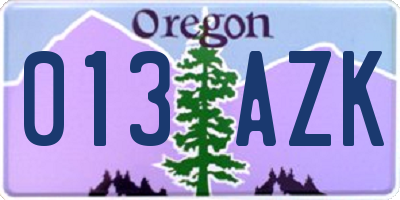 OR license plate 013AZK