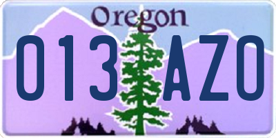 OR license plate 013AZO
