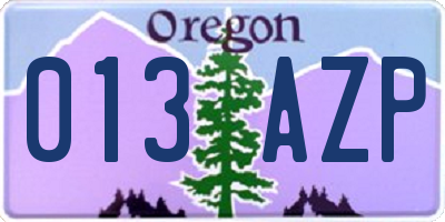 OR license plate 013AZP