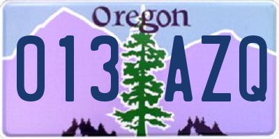 OR license plate 013AZQ