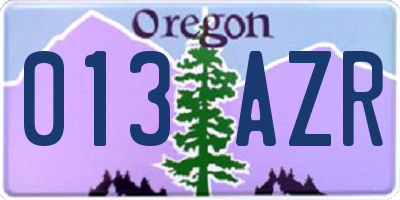 OR license plate 013AZR