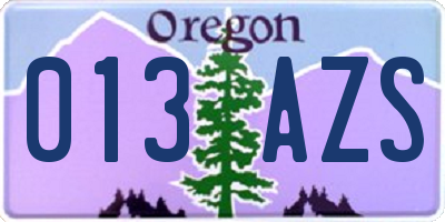 OR license plate 013AZS