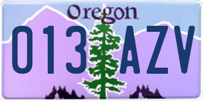 OR license plate 013AZV