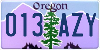 OR license plate 013AZY