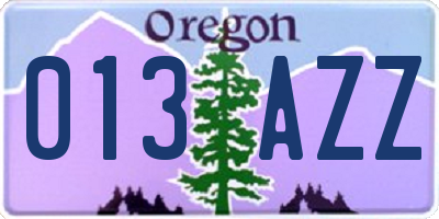 OR license plate 013AZZ