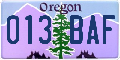 OR license plate 013BAF