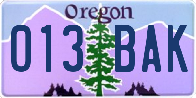 OR license plate 013BAK