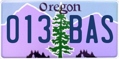 OR license plate 013BAS
