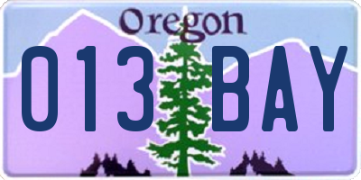 OR license plate 013BAY