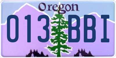 OR license plate 013BBI