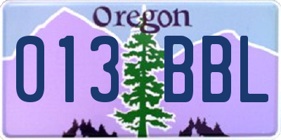 OR license plate 013BBL