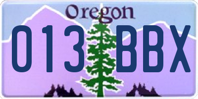 OR license plate 013BBX
