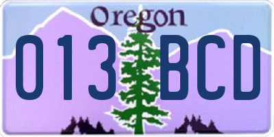 OR license plate 013BCD