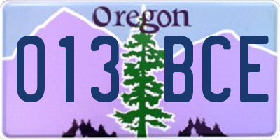 OR license plate 013BCE