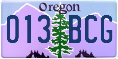 OR license plate 013BCG