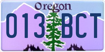 OR license plate 013BCT