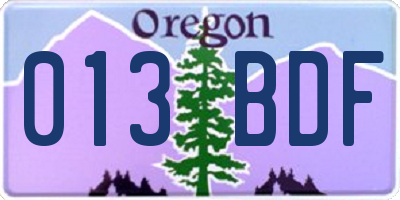 OR license plate 013BDF