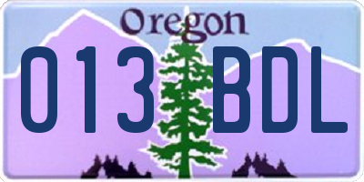 OR license plate 013BDL