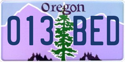 OR license plate 013BED