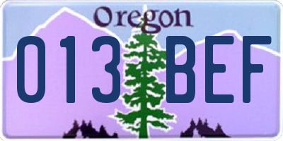 OR license plate 013BEF
