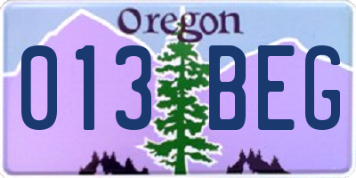OR license plate 013BEG