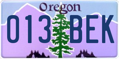 OR license plate 013BEK