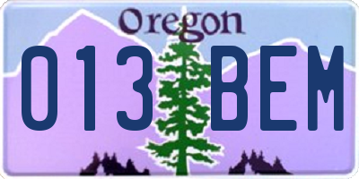 OR license plate 013BEM