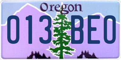 OR license plate 013BEO