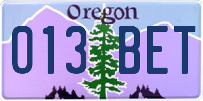 OR license plate 013BET