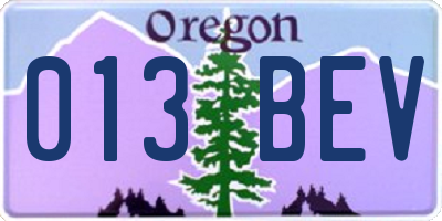 OR license plate 013BEV