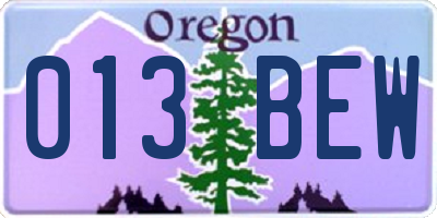 OR license plate 013BEW