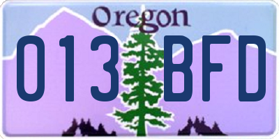 OR license plate 013BFD