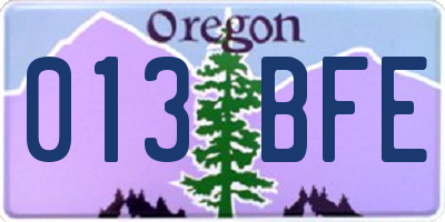 OR license plate 013BFE